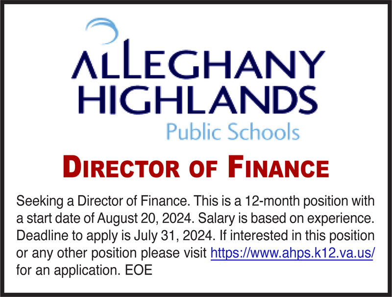 Alleghany Highlands Public Schools Finance Director Wanted